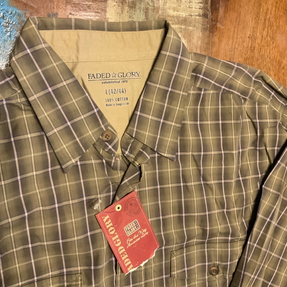 Faded Glory Plaid Button-Up Shirt